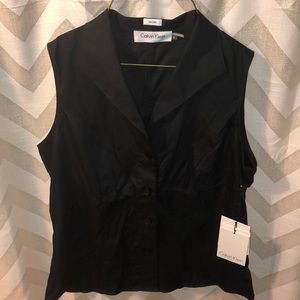NWT CALVIN KLEIN Sleeveless Button Up Shirt